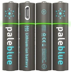 Pale Blue Li-Ion Rechargeabl AAA Battery 4 pack of AAA with 4x1 charging cable