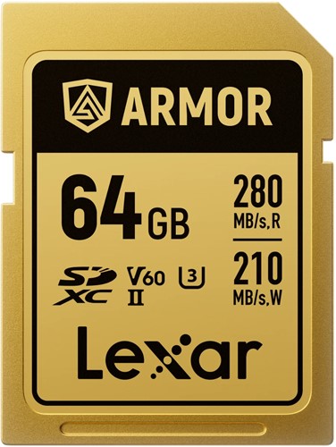 Lexar SDXC Pro Gold Series Armor UHS-II 64GB V60 IP68 R280/W210 