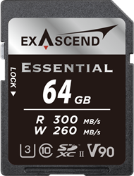 EXASCEND Essential UHS-II SD card(V90) 64GB Read 300 MB/s Write 260 MB/s