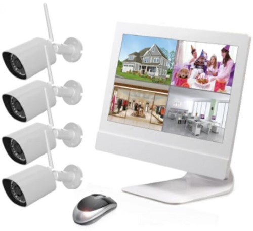 Syren NVR  12"LCD, 4Channel 1080P, 1TB HD, 4 Bullets, Wit