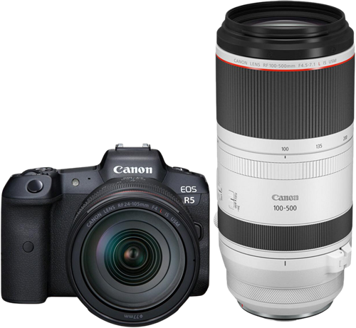 Canon EOS R5 + RF 24-105mm f/4L IS USM + RF 100-500mm f/4.5-7.1L IS USM
