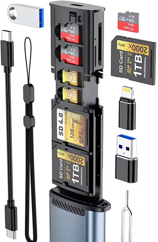 Rocketek Multifunctionele High-Speed Sd Kaartlezer Usb 3.1 Type-C Sd/Tf Kaart