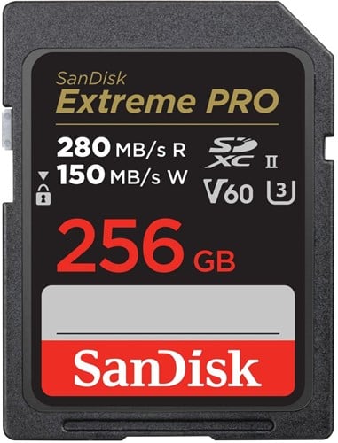 SanDisk Pro 256GB V60 UHS-II SD Cards 280/100MB 