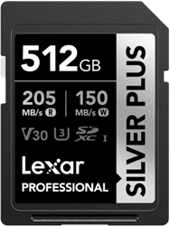 Lexar SD Silver Plus UHS-1 512GB V30 R205/W150MB/s