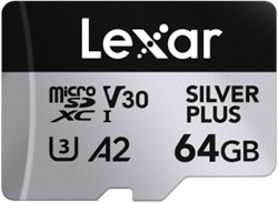 Lexar MicroSDXC Silver Plus UHS-1 64GB V30 dubbelpak