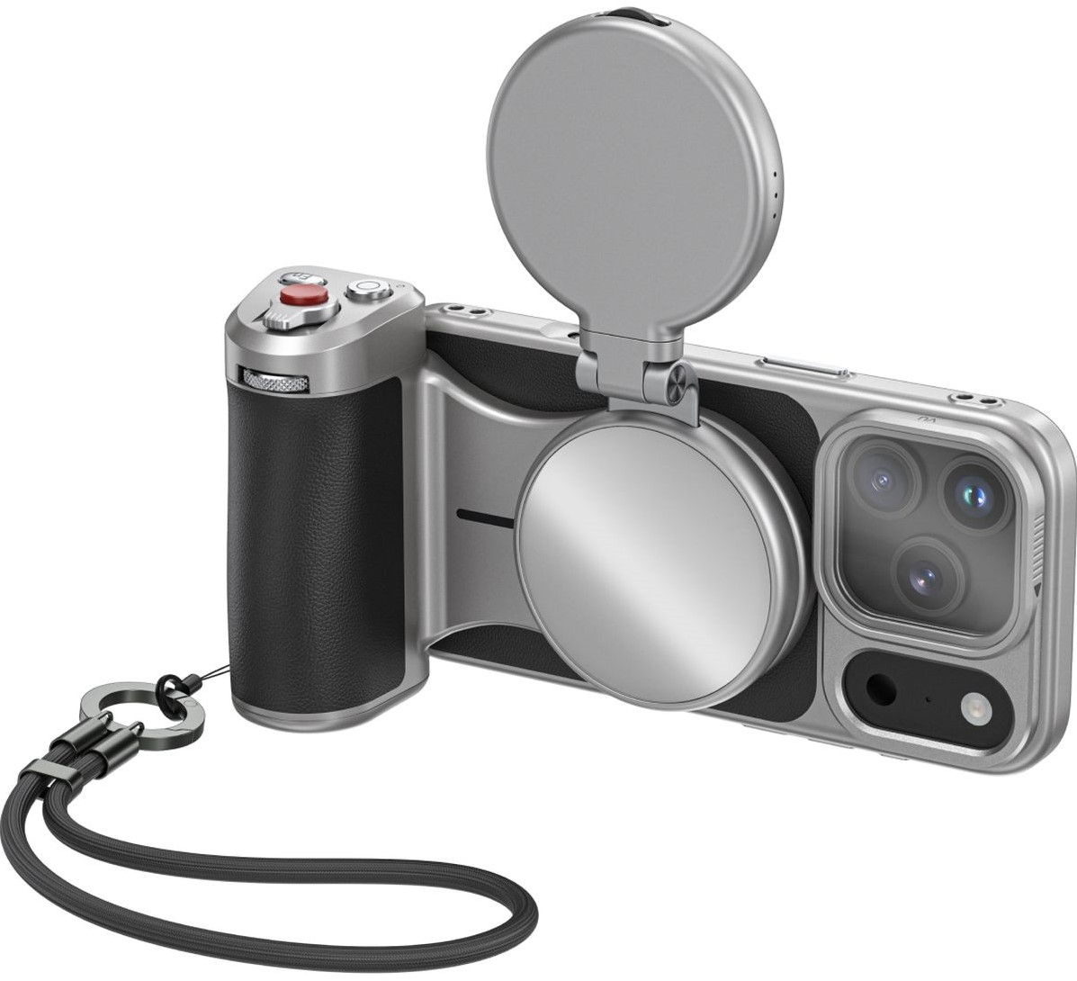 TELESIN Master Grip Kit pour iPhone 17 Pro Max, Magnétique Poignée avec C03 Lampe pour Selfie UV filtre, Creator kit Intégrée de 3200mAh Batterie & Recharge Sans Fil, Coque Rafraîchissante en Graphène
